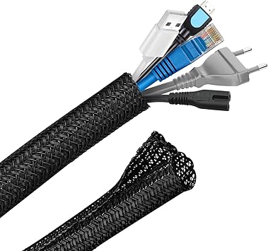 Hocerlu ケーブル収納スリーブ 長さ約3M 直径13mm 編組ケーブルカバー、家庭用/オフィス用コードオーガナイザー、ケーブルプロテクター動物の噛み込み防止（黒）