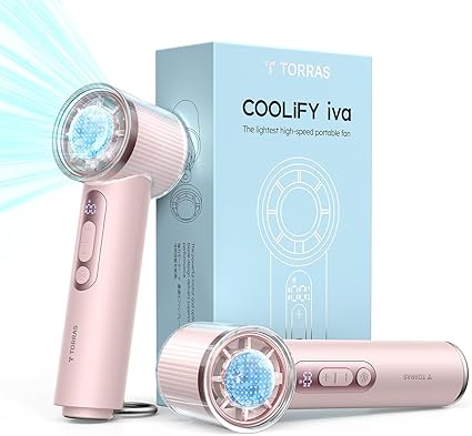 【2025新登場・COOLiFY iva】TORRAS ハンディファン 冷却プレート 手持ち扇風機 携帯扇風機 小型 100段階 静音 最大12時間動作 Type-c 充電式 5000mAh カラビナ付き ハンディ扇風機 プレゼント ピンク