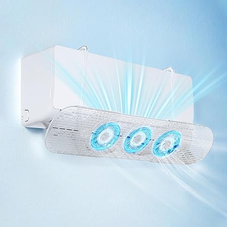 【空気循環が省エネのカギ!】【WalkerPlus&Livedoorに掲載】エアコン風よけカバー TITIROBA(チチロバ)直撃風防止 ファン3つ付き 省電 風向き上下180°調整 壁掛けエアコン風除け 伸縮自在 冷房暖房通用 工具不要 取り付け簡単 透明 56~88cm