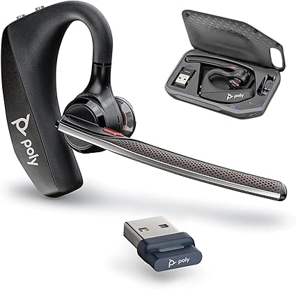 PLANTRONICS Poly(ポリー) Voyager 5200 Bluetooth ワイヤレスヘッドセット 片耳 モノラルイヤホンタイプ PC接続用 BT700ドングル 専用充電ケース付属 ノイズキャンセリングマイク PC/スマートフォン対応 国内正規品2年保証