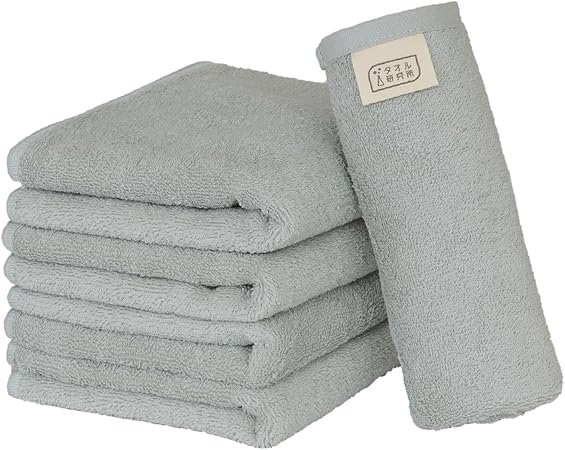 【Amazon.co.jp限定】 タオル研究所 [スピードドライ 3D] #009 フェイスタオル スモークブルー 5枚セット 速乾 中厚手 東レ共同企画 省エネ サステナブル 耐久性 420GSM JapanTechnology