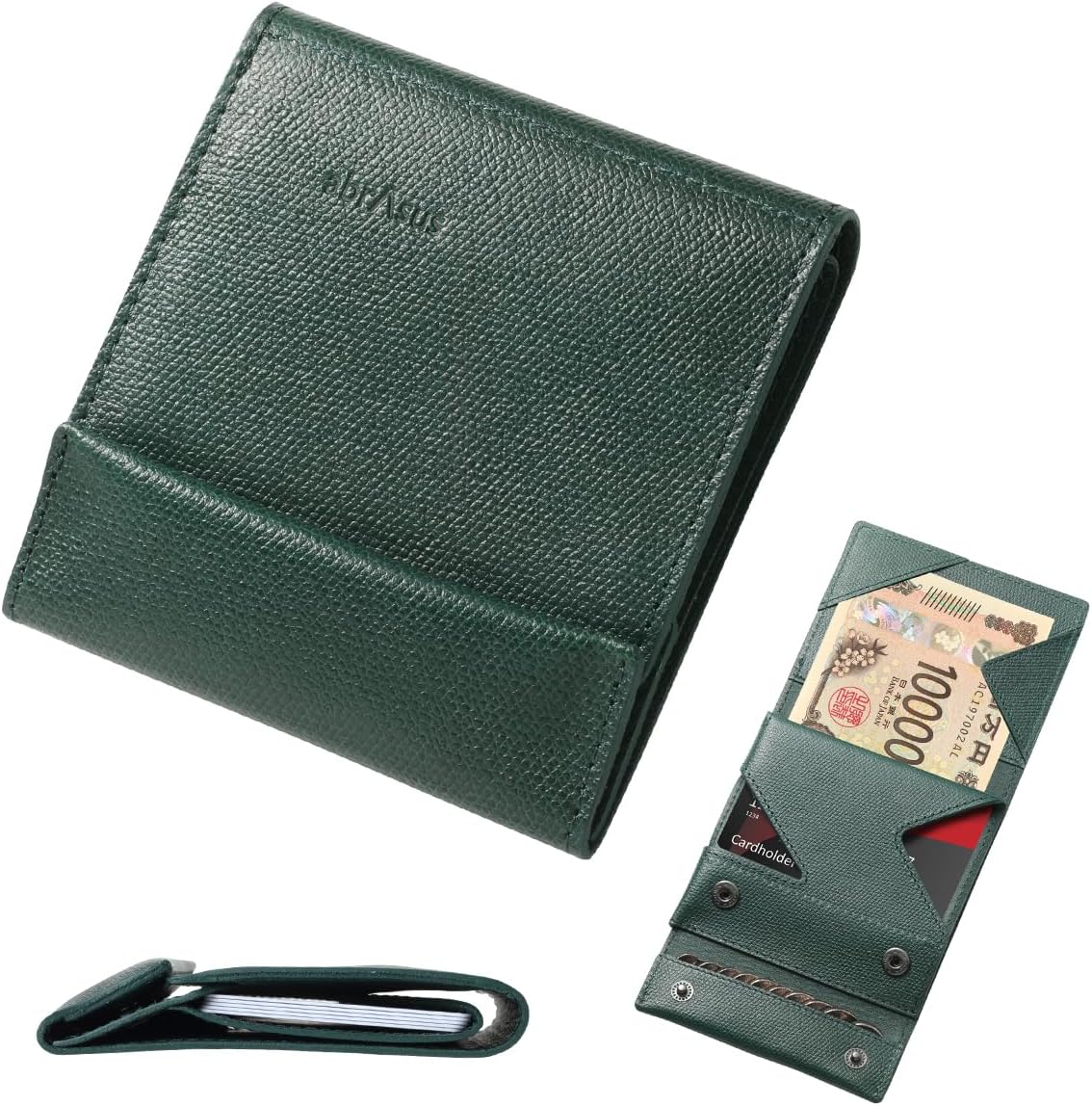 [アブラサス] 薄い財布 レザー 薄型 メンズ レディース 財布 日本製 ダークグリーン