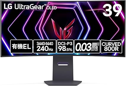 【VGP 2024 Summer ゲーミング大賞】LG ゲーミング モニター UltraGear OLED 39GS95QE-B 39インチ/有機EL/21:9 曲面 ウルトラワイド(3440×1440)/240Hz/0.03ms(GTG)/VESA ClearMR 13000/DisplayHDR TRUE BLACK 400/DCI-P3 98.5%/PIP､PBP(2PBP)