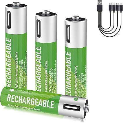 YDDOLL 単四電池 充電式 4個セット1.5v 高容量 500mAh 750mWh 約1000回以上使用可能 単4形 急速充電 TYPE-C充電ケーブル付き 環境にやさしい(単4電池 充電式 4本セット)