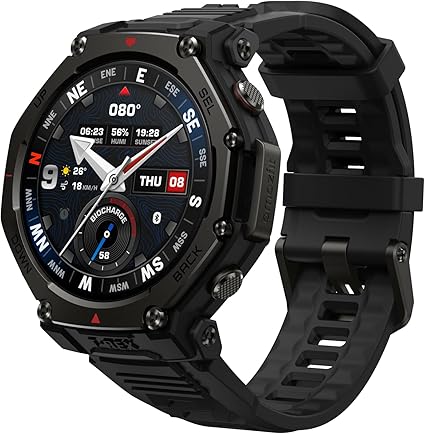 Amazfit T-Rex 3 Pro 48mm スマートウォッチ 登山 トレイルランニング ヤマレコ ヤマップ G5チタン合金 サファイアガラス スピーカー内蔵 フラッシュライト iPhone Android対応 GPS 6衛星 ミリタリー 3種類オフラインマップ ナビゲーション ルートインポート 10ATM防水 AIによる音声操作 (タクティカルブラック)