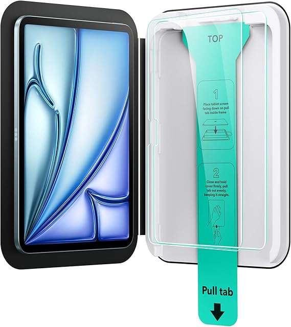 ESR 2枚入り iPad Air 11インチ フィルム M3/M2 (2025/2024 第7/6世代)専用 強化ガラスフィルム 9H スクリーン保護 簡単貼り付け 自動除塵 気泡ゼロ 指紋防止 傷防止 HD高透過度 Apple Pencil対応