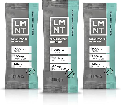 LMNT Keto Electrolyte Powder Packets | Paleo Hydration Powder | No Sugar, No Artificial Ingredients | Raw Unflavored | 30 Stick Packs
