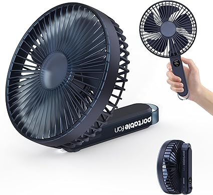 卓上扇風機 静音 小型【折り畳み収納可能·1台多役·最大直径広角送风】携帯扇風機 4WAY (卓上・吊り下げ・ハンディ・壁掛け) ハンディファン用可能 手持ちせんぷうき 薄型 180°角度調整 4段階風量 6000mAhバッテリー内蔵 充電式 ミニ扇風機 デスク/キャンプ/車内/オフィス用 熱中症対策 グッズ（ブルー）