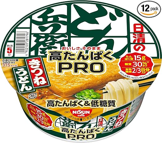 どん兵衛 PRO きつねうどん[西] 高たんぱく&低糖質&食物繊維2/3日分 日清食品 88g ×12個