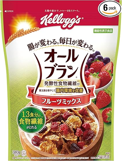 ケロッグ オールブラン フルーツミックス 380g ×6袋 小麦ふすま シリアル 腸活 発酵性 食物繊維