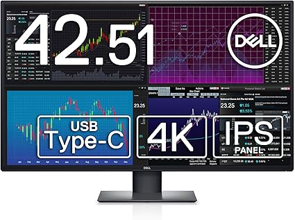 Dell U4320Q 42.51インチ 4K 大型モニター (3年間無輝点交換保証/IPS非光沢/USB Type-C・DP・HDMIx2/高さ・傾き調整/マルチディスプレイ/スピーカー付)