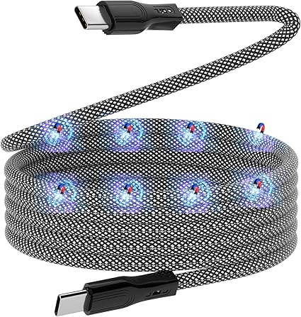 Magtame タイプC 磁石付き自動収納ケーブル 60W PD対応急速充電 Type C to Type C USB-C iPhone15/MacBook Pro/MacbookAir/iPad/Samsung/Xperia/Galaxy等対応 (1ｍ-ブラック）