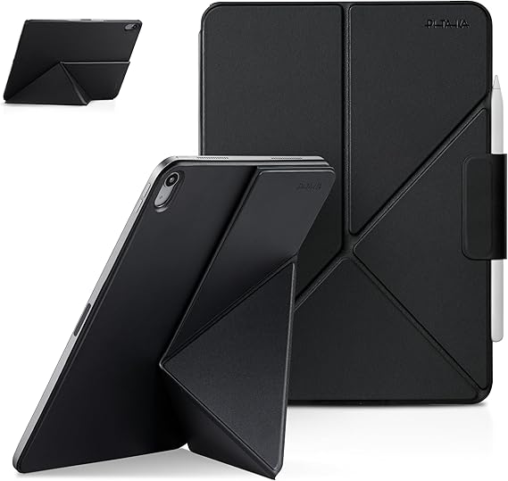 【PITAKA-縦横置き安定】 iPad A16 ケース 11世代/iPad 10世代 ケース 超強力マグネット 衝撃保護 折りたたみ 4つ角度調整 ペン収納 軽量 アイパッド無印 2025/2022対応 安定感 MagEZ Folio 2/ブラック