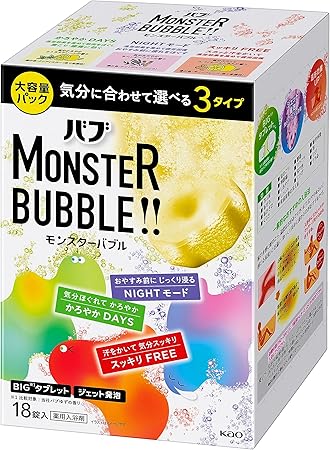 【Amazon.co.jp限定】デカラクサイズ バブ モンスターバブル 18錠入 高濃度炭酸入浴剤 温泉成分配合 [医薬部外品]