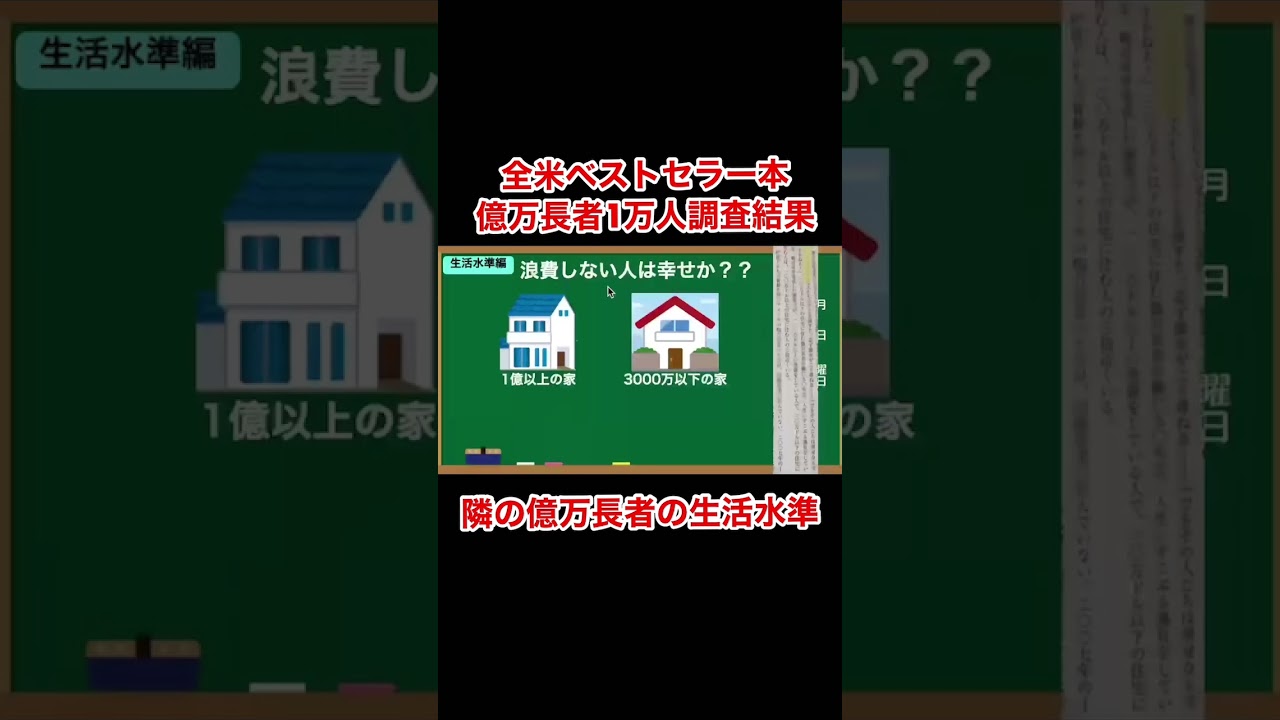 全米調査により明らかになった億万長者の生活『となりの億万長者 〔新版〕 ― 成功を生む7つの法則』 #お金 #shorts