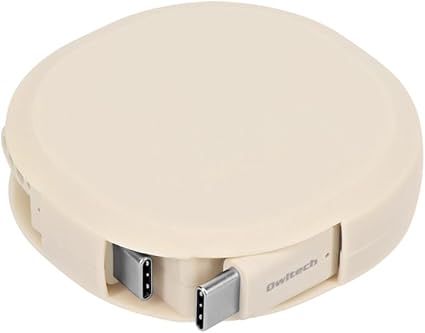 オウルテック 片引き 巻取り式 USB Type-C to Cケーブル 90cm PD60W 急速充電 データ通信 480Mbps 温度センサー搭載 katamaki 巻き取り Type-Cケーブル iPhone 16 / 16 Plus / 16 Pro / 16 Pro Max/スマートフォン/タブレット対応サンドベージュ OEC-CBKRPCC90-SB