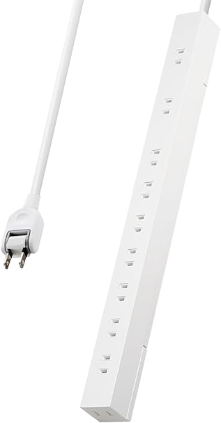 エレコム 電源タップ 10個口 2m 雷ガード ほこりシャッター 【 マグネット 回転脚パーツ 吊り穴 】 スイングプラグ ブラック ECT-2620WH