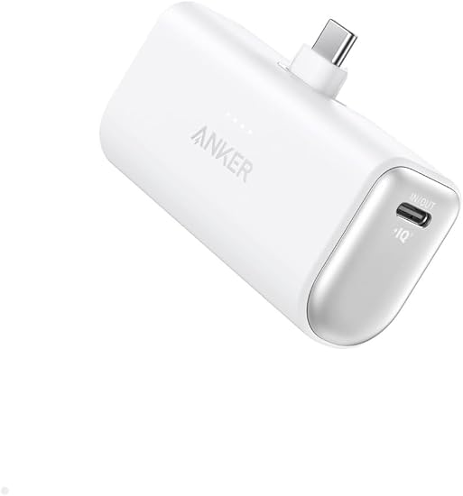 Anker 621 Power Bank (Built-In USB-C Connector, 22.5W) (モバイルバッテリー 5000mAh 小型コンパクト)【PowerIQ搭載/USB-C一体型】iPhone 15 iPad Pro Galaxy Pixel その他各種機器対応 (ホワイト)
