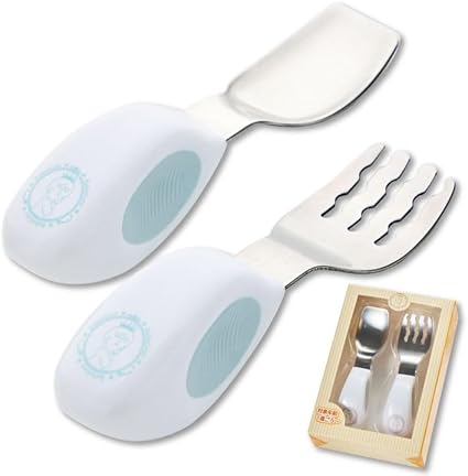 BabyGoo【自分で食べたくなる】 赤ちゃん スプーン フォーク モンテッソーリ保育士推薦 1歳から 離乳食 ベビーカトラリーセット 赤ちゃん 食器 人気 出産祝い 12か月~【BabyGoo】シェルピンク スモーキーホワイト ペールブルー カトラリーセット専用ケース (ペールブルー)