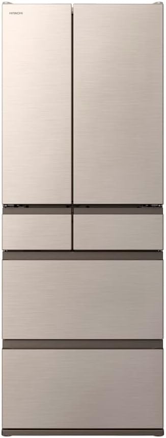 日立 冷蔵庫 幅68.5cm 617L ライトゴールド R-HWC62T N 6ドア フレンチドア 大容量 まるごとチルド スマートフォン連携