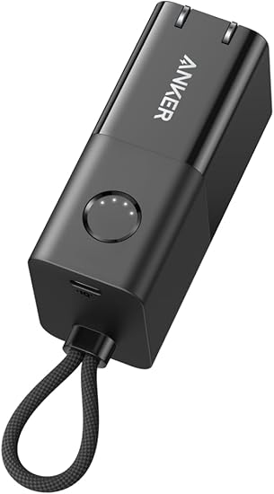 Anker 511 Power Bank (PowerCore Fusion 30W) / 小型 モバイルバッテリー / 5000mAh 30W出力 / コンセント一体型/USB Power Delivery/PowerIQ搭載/PSE技術基準適合/iPhone 16 / 15 Android iPad その他各種機器対応 (ブラック)