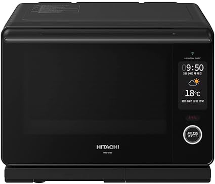 日立(HITACHI) オーブンレンジ ヘルシーシェフ 30L MRO-W10B K フロストブラック ボイラー熱風式過熱水蒸気 Wスキャン 300℃2段式ワイドオーブン