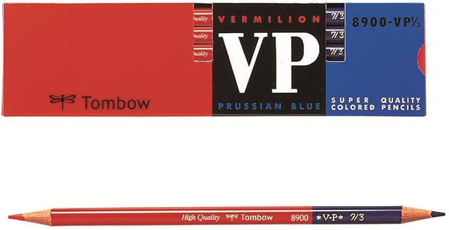 トンボ鉛筆 赤青鉛筆 丸軸 朱藍 (7:3) 1ダース 8900-VP7/3