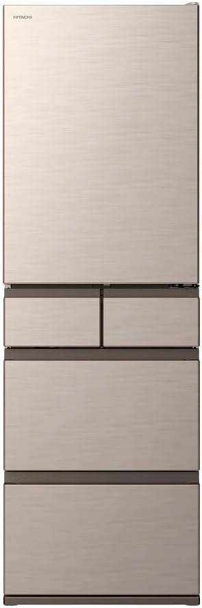 日立 冷蔵庫 幅60cm 470L 右開き R-HWS47T N ライトゴールド 日本製 まるごとチルド スリムタイプ