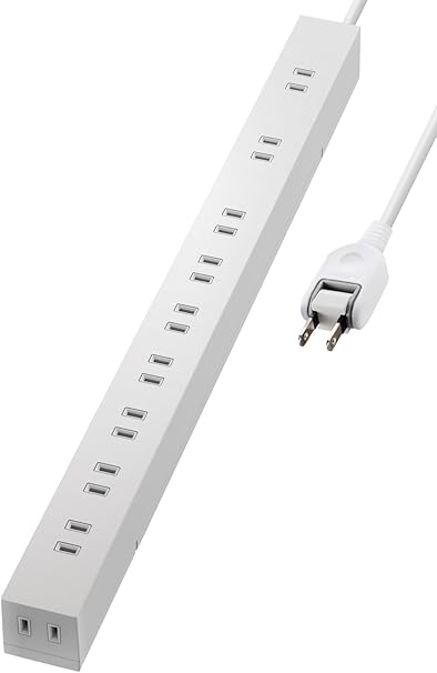 エレコム 電源タップ 雷ガード 10個口 3m ほこりシャッター 【 固定 ・吊下可能な回転パーツ付き】 ホワイト ECT-0103WH