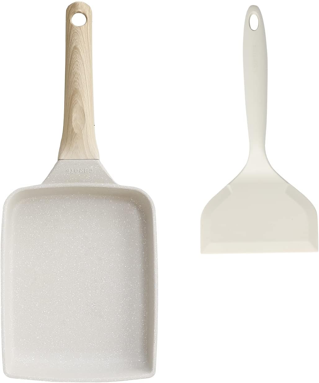 CAROTE カローテ 卵焼きフライパンセット2点 卵焼き器 14*18cm+ワイドターナー IH対応 PFOA PFOS フリー マーブルコート くっつかなく洗いやすい オール熱源 一年保証