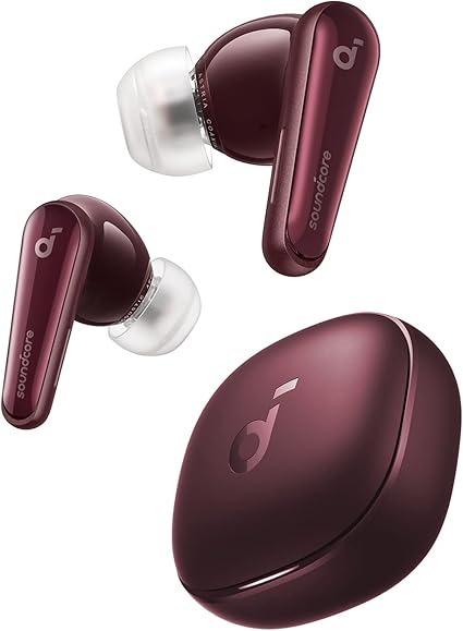 Anker Soundcore Liberty 4(ワイヤレスイヤホン Bluetooth 5.3)【完全ワイヤレスイヤホン/ウルトラノイズキャンセリング 2.0 / 3Dオーディオ / ワイヤレス充電/マルチポイント接続/外音取り込み / 最大28時間再生 / ハイレゾ / IPX4防水規格 / ヘルスモニタリング/PSE技術基準適合】ワインレッド