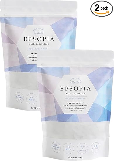 (2個セット 90回分) 入浴剤 バスソルト マグネシウム 浴用化粧品 保湿 (国産 天然成分) 計量スプーン付 無香料 (ギフト プレゼント) EPSOPIA エプソピア (600g×2個+増量200g×2個)