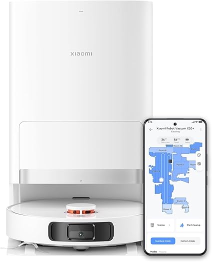 Xiaomi ロボット掃除機 X20+ 水拭き 両用 4L大容量ウォータータンク/10秒で自動集塵 高速回転デュアルモップ モップ自動洗浄・乾燥機能 モップリフト/LDSレーザーナビゲーション 掃除経路確認/ミリメートルレベル障害物回避 アプリ操作 Alexa/Google音声対応 iPhone&Android対応