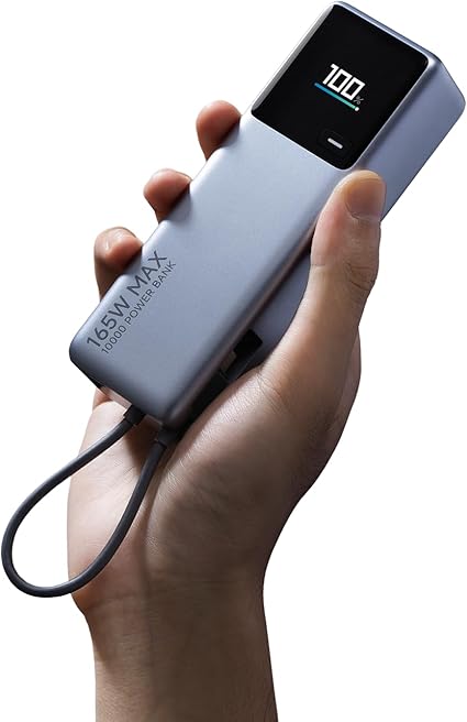 Xiaomi 165W Power Bank 10000mAh 【最大出力165W 2台同時超高速充電】USB-Cケーブル内蔵 小型 大容量 本体90W急速充電 カラーディスプレイに充電情報表示 PSE認証済 iPhone/iPad/Android各種スマートフォン、タブレット、ノートPC、Switchの充電対応 旅行/出張/アウトドア/停電/防災緊急用