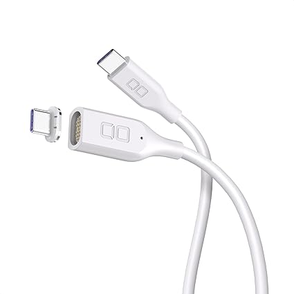 CIO マグネットシリコンケーブル 100W対応 USB Type-C 磁石で脱着 防水規格 IPX5対応 iphone15 タイプC ケーブル (ストレート,ホワイト, 2m)
