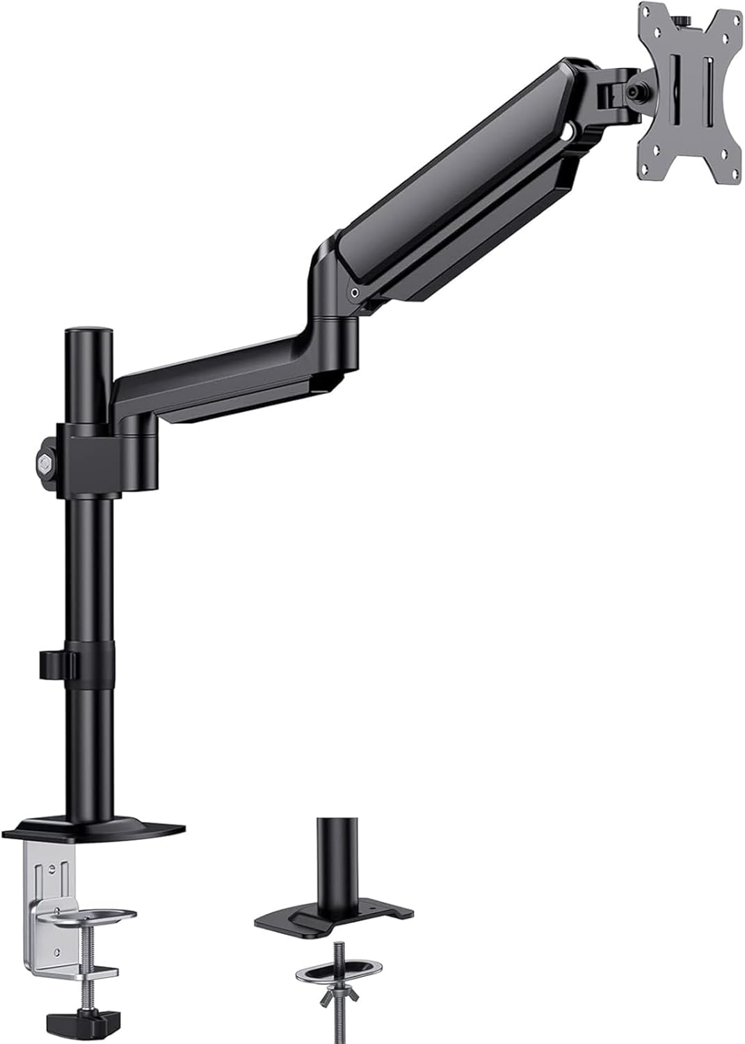 HUANUO (ファーノー) モニターアーム ディスプレイアーム ガス式 VESAアーム クランプ式&グロメット式 PCアーム 17~32インチ対応 耐荷重2~8kg 角度調節 ケーブル管理 HNSSK1