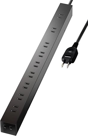 エレコム 電源タップ 雷ガード 10個口 2m ほこりシャッター 【 固定 ・吊下可能な回転パーツ付き】 ブラック ECT-0102BK