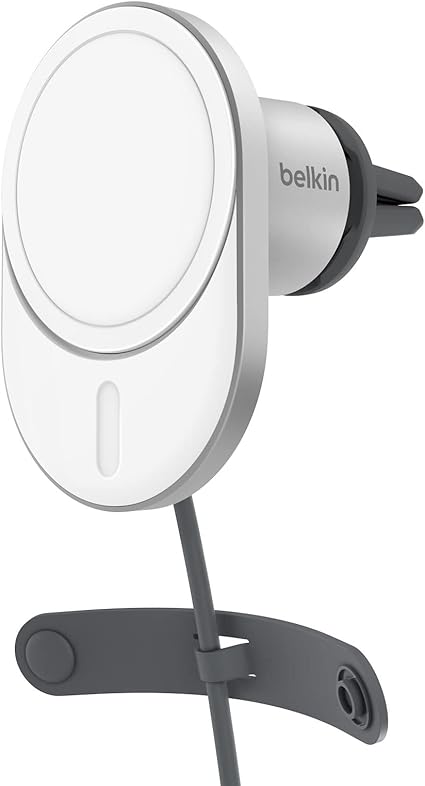 WIC008btGR-NC Belkin MagSafe Certified Wireless Car Charger 15W for Air Conditioner Vent USB-C Cable (3.7 ft (1.2 m) Included (Cigarette Charger Sold Separately), Compatible with iPhone 15/14/13/12
