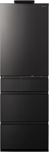 パナソニック 冷蔵庫 幅60cm 457L 右開き NR-E46CV1-K ヘアラインディープブラック 野菜室が真ん中 AIカメラ付き ナノイーX AIエコナビ