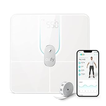 Anker Eufy (ユーフィ) Smart Scale P2 Pro(体重体組成計)【アプリ対応 / Fitbit連携 / 体脂肪率 / BMI / 心拍数 / 筋肉量 / 基礎代謝量 / 水分量 / 体脂肪量 / 骨量 / 内臓脂肪 / タンパク質 / 骨格筋量 / 皮下脂肪 / 体内年齢 / ボディタイプ】