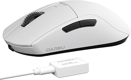 DAREU A950PRO ゲーミングマウス 4K無線 55g超軽量 ワイヤレス PAW3395センサー 26000DPI 2.4G/Bluetooth/USB接続可能 急速充電式 4000Hzレシーバー付き 白/ホワイト【1年間メーカー保証】