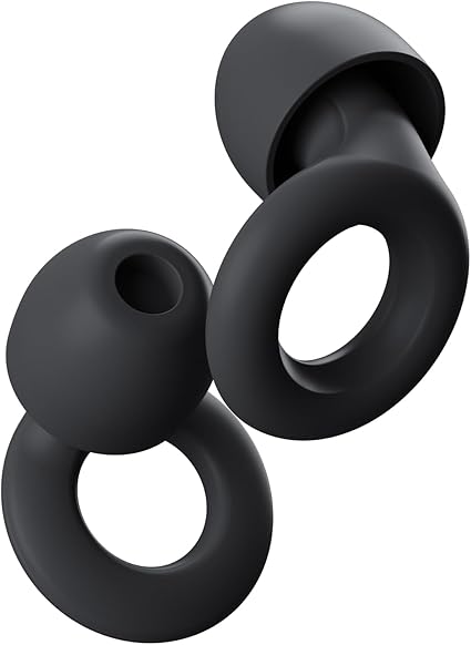 Loop Quiet 耳栓 静かさとリラックスのために 睡眠用 聴覚過敏 機内用 フレキシブルなソフト シリコン製 繰り返し使える聴覚プロテクション 8個 (XS・S・M・Lサイズ x 各1セット)のイヤチップ ノイズ低減 (SNR): 24dB / (NRR) 14 - ブラック