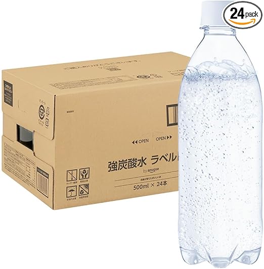 by Amazon 炭酸水 ラベルレス 500ml ×24本 強炭酸水 ペットボトル 500ミリリットル (Smart Basic)
