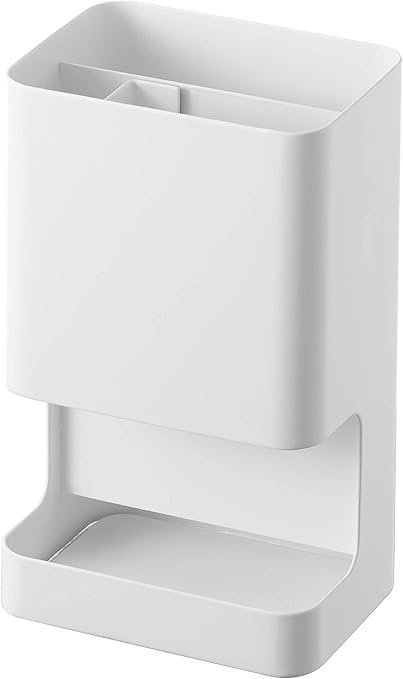 山崎実業(Yamazaki) マグネット 仕切り付き ヘアーアイロンホルダー ホワイト 約W10XD7.8XH16.5cm タワー 可動式仕切り 5389