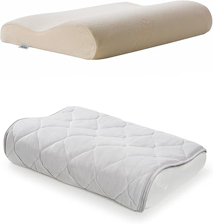 【セット商品】 テンピュール(Tempur) オリジナルピロー アイボリーS,ピローパッドの2個セット 頭部から首筋まで優しくフィット ひんやりあったかの両面仕様