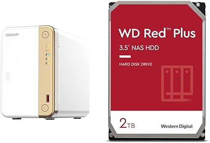 【 Amazon.co.jp 限定 】 QNAP NAS 2ベイ TS-262 / AZ 2コアCPU搭載 4GBメモリ搭載 2.5GbE 対応ポート 搭載 1つのPCIeスロット搭載 ホーム向け 6ヵ月延長 / 国内正規代理店品+ 【Amazon.co.jp限定】 WD Red Plus 内蔵 HDD 2TB 2枚セット