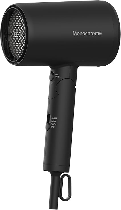 【Amazon.co.jp限定】 コイズミ ヘアドライヤー モノクローム 大風量 速乾 低温風モード 折りたたみ マイナスイオン ブラック KHD-9532/BK