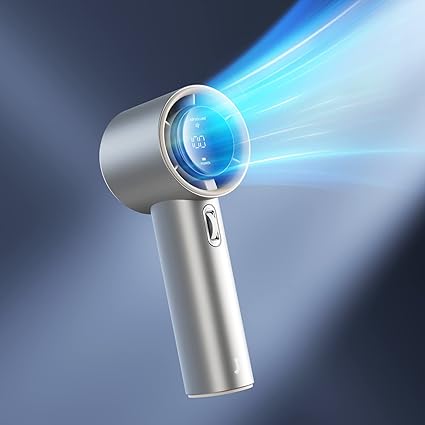 JISULIFE ハンディファン 小型 卓上扇風機 USB充電式 5000mAh大容量バッテリー 最大15時間動作 携帯扇風機 手持ち 1-100段階風量調節 強風 LEDデジタル表示 ポータブル小型 金属ボディ軽量 瞬間冷却 熱中症対策 旅行/キャンプ/アウトドア/通勤/花火大会などに適用(ブラウン)