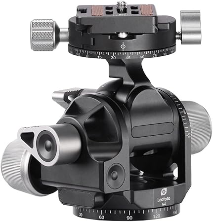 Leofoto ギア雲台 G4+NP-60 leofoto 微動調整可能 耐荷重量20kg ベース径60mm 三脚取付ねじ UNC 3/8"-16 (太ねじ)シュープレート付属 クランプ規格: アルカスイス互換