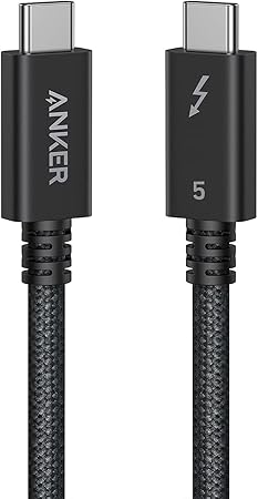 Anker Prime USB-C & USB-C ケーブル Thunderbolt 5 (240W, 80Gbps) 0.5m 240W出力 8K対応 最大80Gbps 高速データ転送 iPhone 16 / 15 MacBook Air Pro iPad Pro/Air 他対応